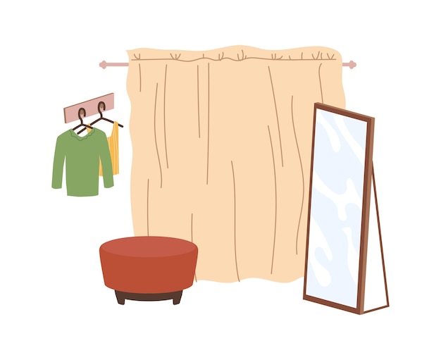 Vector changing or fitting room with mirror