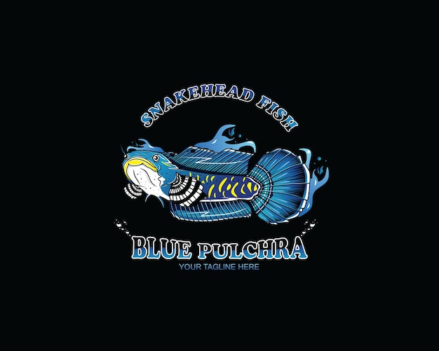 Channa blauw pulchra logo vector ontwerp