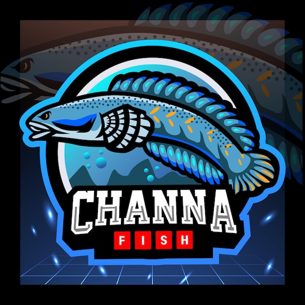 Channa pulchra 물고기 마스코트 esport 로고 디자인