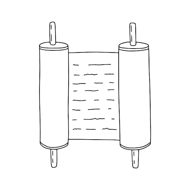 Chanoeka torah eenvoudige doodle illustratie vector torah scroll geïsoleerd