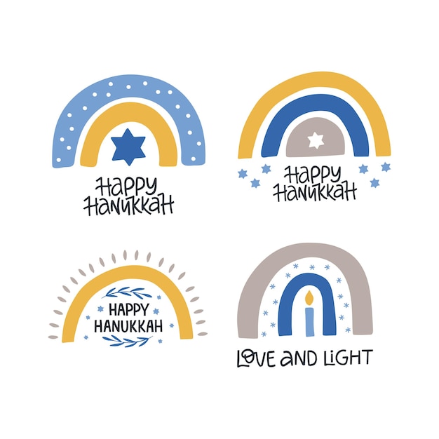 Chanoeka vector viering typografie traditionele joodse vakantie chanoeka wensen