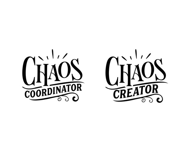 Chaos-maker en coördinator citeert typografische belettering voor t-shirtontwerp