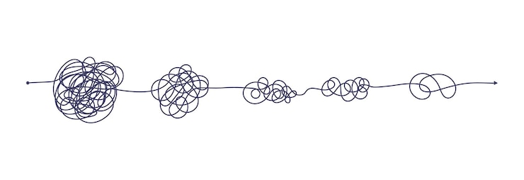Vector chaos simplifying problem solving and business solution searching challenge concept vector