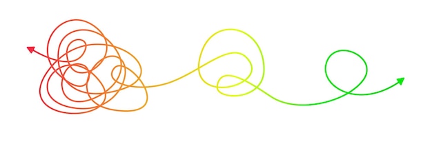 Vector chaos solving. tangled line turn into straight line as a concept of chaos solving.