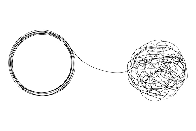 Chaotically tangled line drawing vector illustration