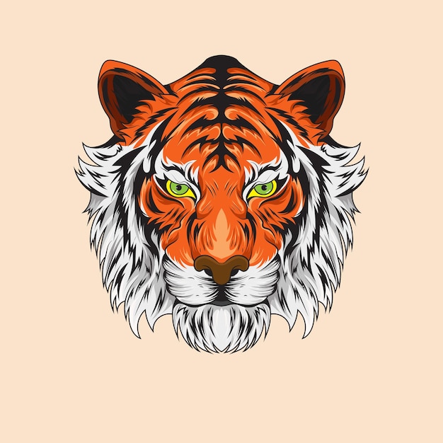 Персонаж Животное Тигр Зверь Ручной рисунок цветных векторных иллюстраций