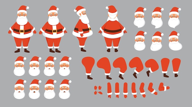 Character for animation elements for character constructor funny santa claus with moving legs arms