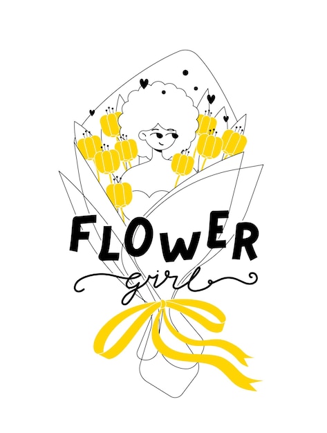 Персонаж красивой мягкой девушки сидит в большом букете цветов