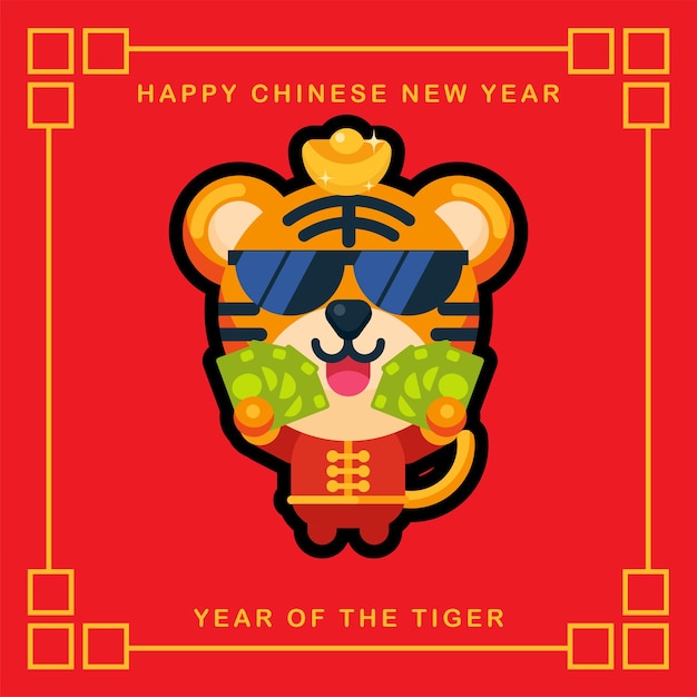 Персонаж босс тигр талисман празднует китайский новый год