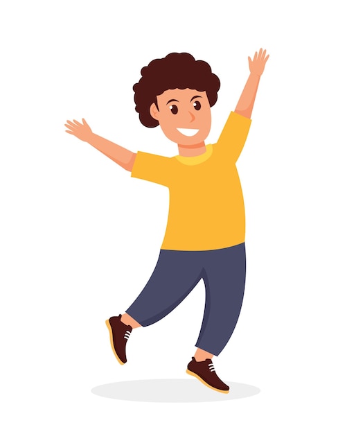 Vector character boy happy dance movements isolated