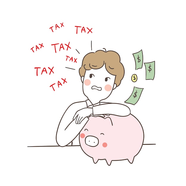 Character business man worry about to pay tax