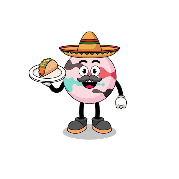 Character cartoon of bath bomb as a mexican chef character design