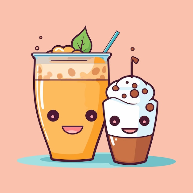 Character Cartoon Boba Bubble Milk Tea Cute Sticker Kawaii Emoji