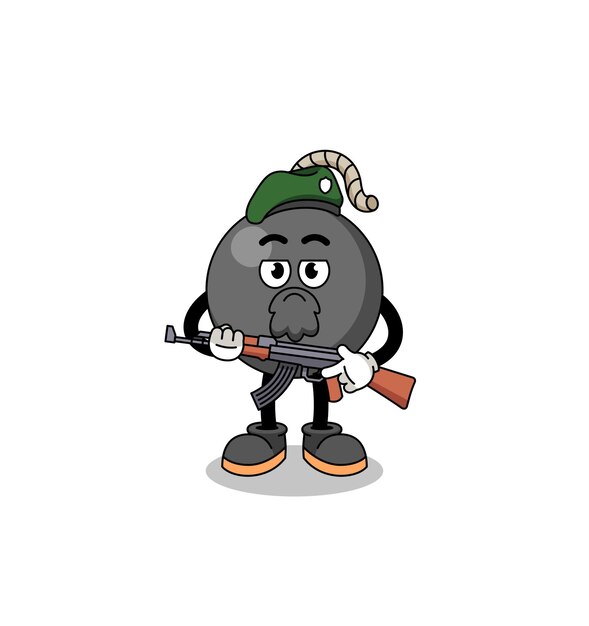Character cartoon of bomb as a special force character design