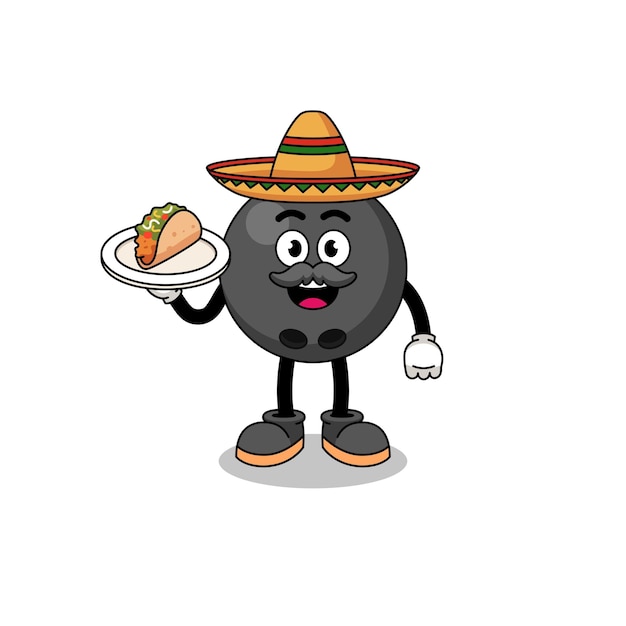 Character cartoon of bowling ball as a mexican chef character design