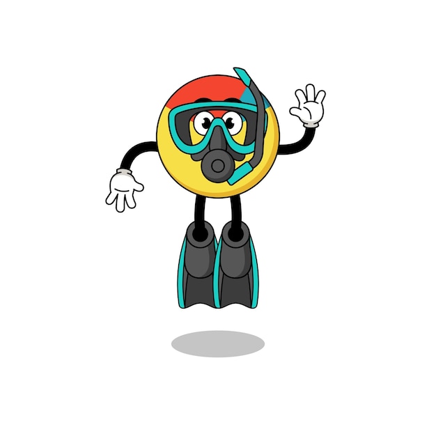 Personaggio dei cartoni animati del grafico come design di un personaggio subacqueo