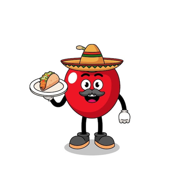 Character cartoon of cherry as a mexican chef character design