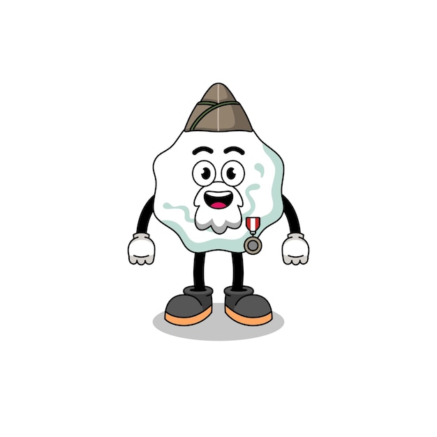 Character cartoon of chewing gum as a veteran