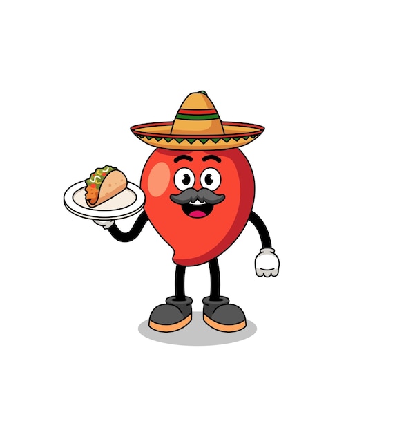 Character cartoon of chili pepper as a mexican chef