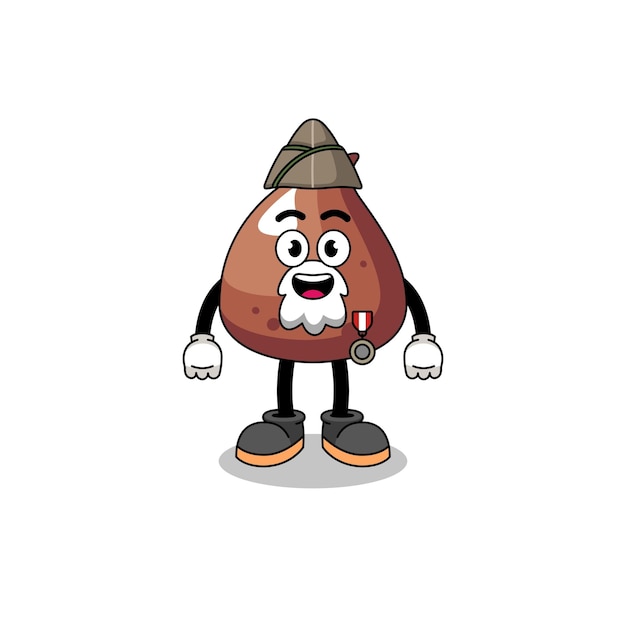 Character cartoon of choco chip as a veteran