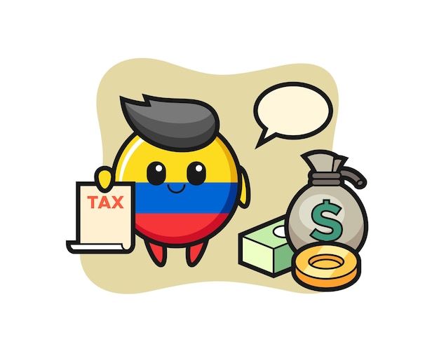 Character cartoon of colombia flag badge as a accountant