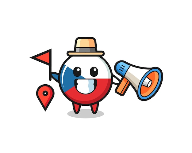 Character cartoon of czech flag badge as a tour guide