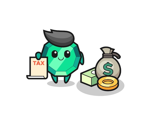 Character cartoon of emerald gemstone as a accountant , cute style design for t shirt, sticker, logo element