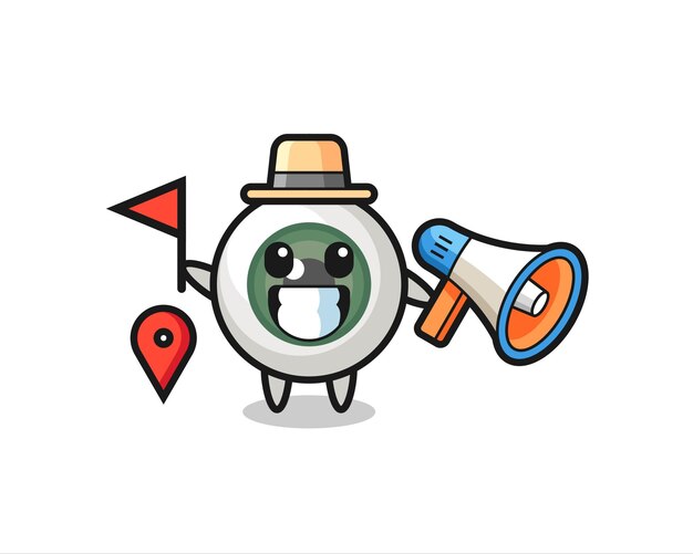 Character cartoon of eyeball as a tour guide , cute style design for t shirt, sticker, logo element