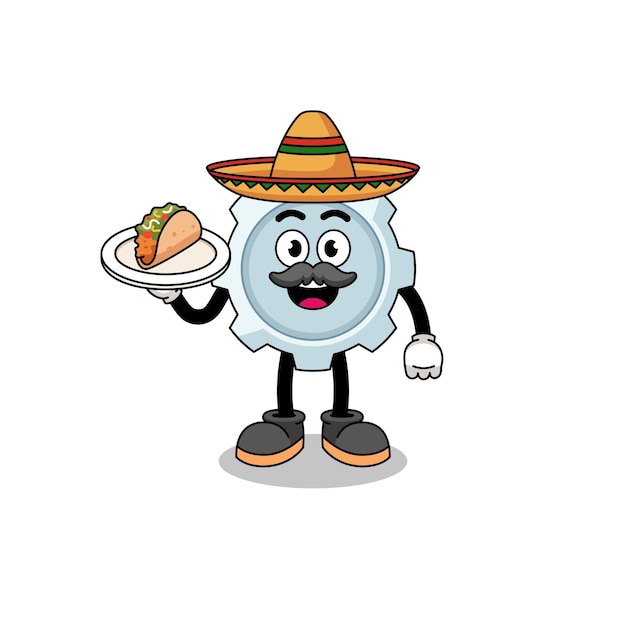 Character cartoon of gear as a mexican chef