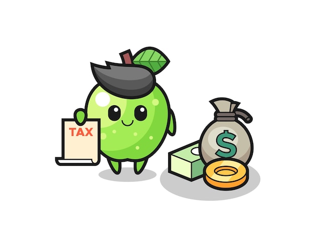 Персонаж мультфильма о зеленом яблоке в роли бухгалтера, милый дизайн стиля для футболки, наклейка, элемент логотипа