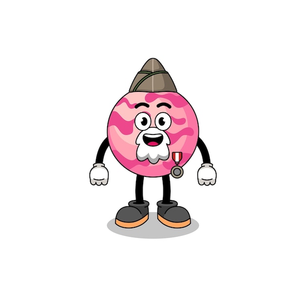 Character cartoon of ice cream scoop as a veteran