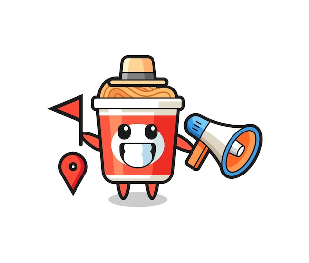 Character cartoon of instant noodle as a tour guide