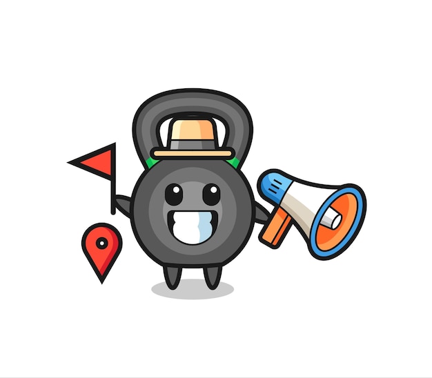 Character cartoon of kettlebell as a tour guide  cute style design for t shirt sticker logo element