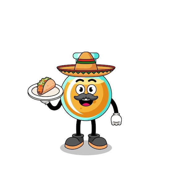 Character cartoon of lab beakers as a mexican chef