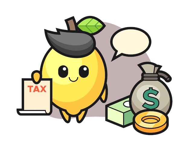 Character cartoon of lemon as a accountant