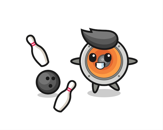 Character cartoon of loudspeaker is playing bowling , cute style design for t shirt, sticker, logo element