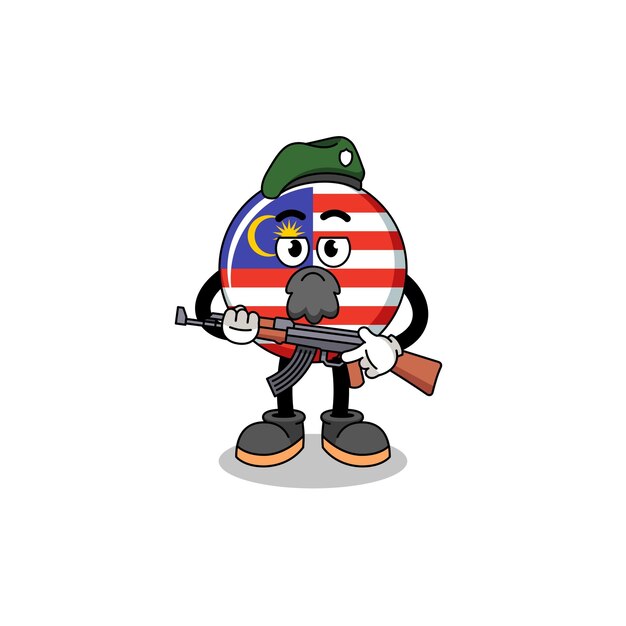 Character cartoon of malaysia flag as a special force