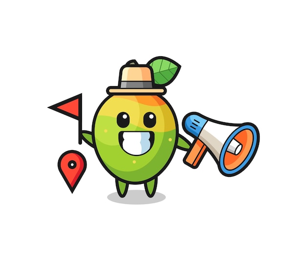 Character cartoon of mango as a tour guide , cute style design for t shirt, sticker, logo element