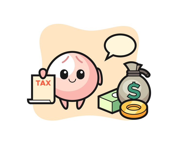 Vector character cartoon of meat bun as a accountant