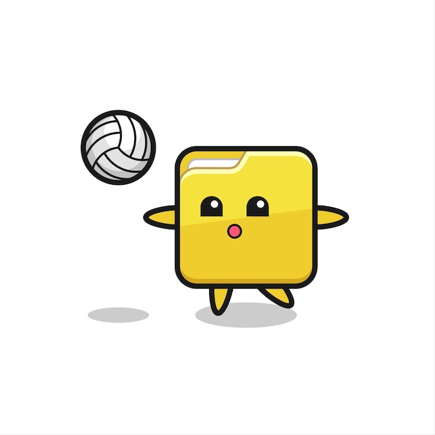 Персонаж мультфильма о папке играет в волейбол