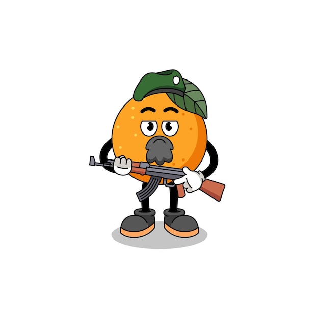 벡터 특수 부대 캐릭터 디자인으로 오렌지 과일의 캐릭터 만화