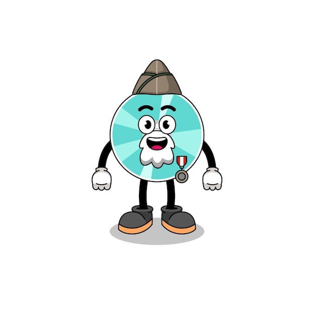 Character cartoon of optical disc as a veteran