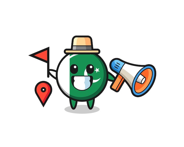 Character cartoon of pakistan flag as a tour guide