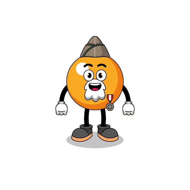 Character cartoon of ping pong ball as a veteran character design