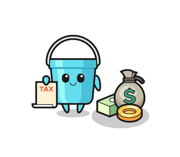 Character cartoon of plastic bucket as a accountant