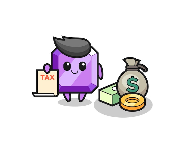 Character cartoon of purple gemstone as a accountant