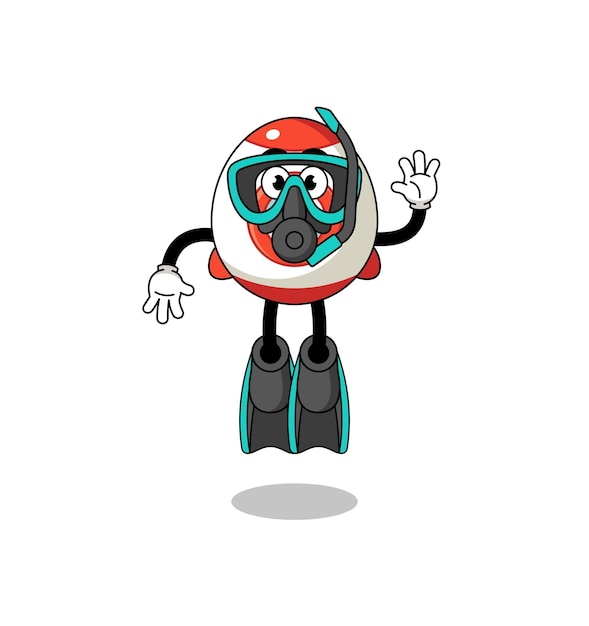 Character cartoon of rocket as a diver