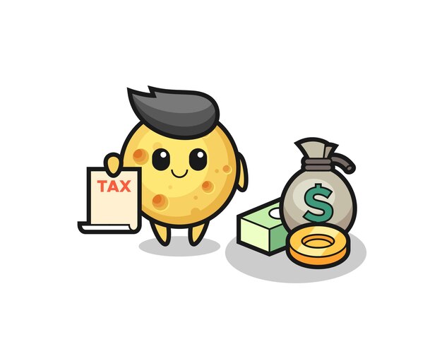 Character cartoon of round cheese as a accountant