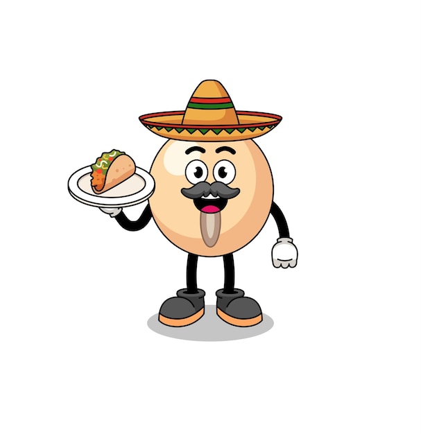 Character cartoon of soy bean as a mexican chef