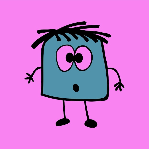 Character cartoon of square vector illustration